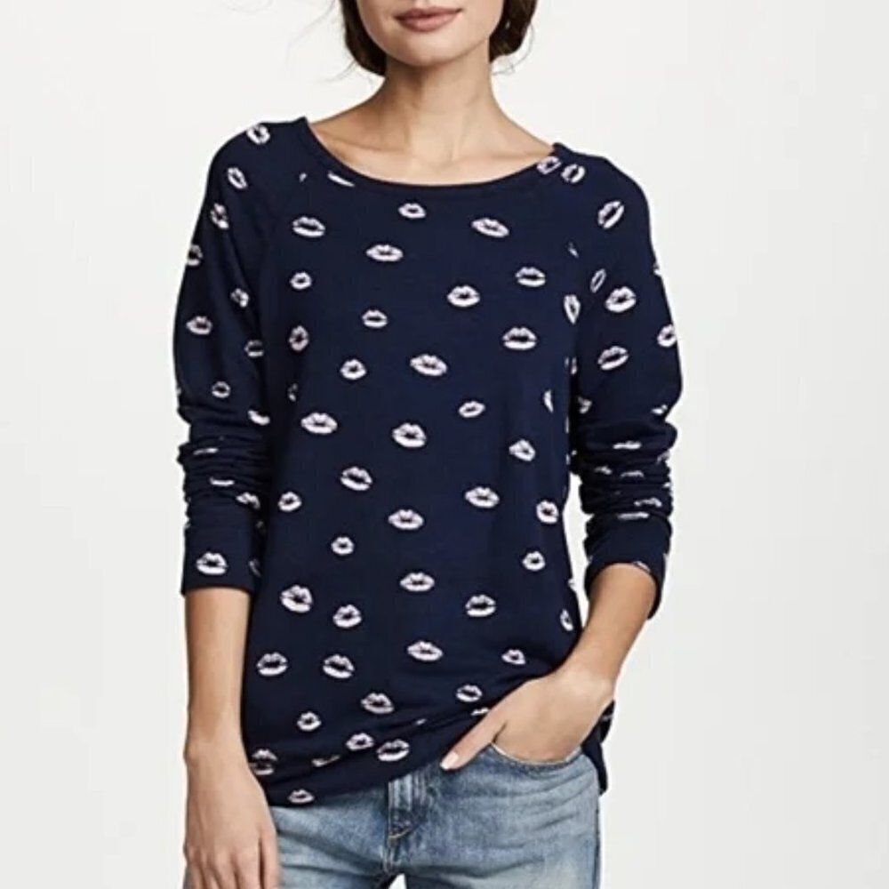 NWT Joie Stitch Fix | Annora Kiss Lip Print French Terry Sweatshirt Sz. XXS